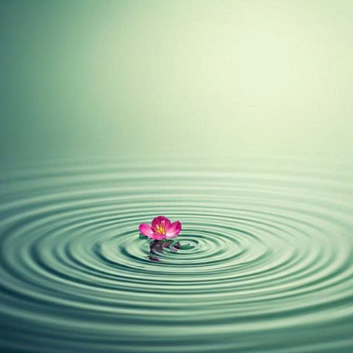 Decorative calm water ripple with flower